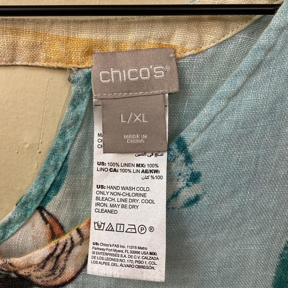 Chico’s Tropical Bloom-Print Linen Poncho - Picture 5 of 6